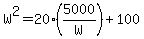 W%5E2=20%285000%2FW%29%2B100