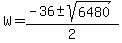 W+=+%28-36+%2B-+sqrt%28+6480+%29%29%2F2+