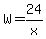 W+=+24%2Fx