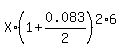 X%2A%281%2B0.083%2F2%29%5E%282%2A6%29