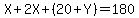 X%2B2X%2B%2820%2BY%29=180