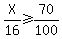 X%2F16%3E=70%2F100