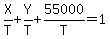 X%2FT%2BY%2FT%2B55000%2FT=1