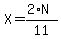 X=%282%2AN%29%2F11