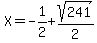 X=-1%2F2%2Bsqrt%28241%29%2F2