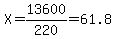 X=13600%2F220=61.8