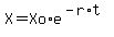 X=Xo%2Ae%5E%28-r%2At%29