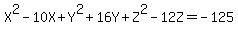 X%5E2-10X+%2B+Y%5E2%2B16Y+%2B+Z%5E2-12Z+=+-125