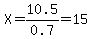 X+=+10.5%2F0.7+=+15
