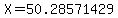 X+=+50.28571429