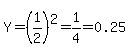 Y=%281%2F2%29%5E2=1%2F4=0.25