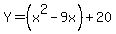 Y=%28x%5E2-9x%29%2B20