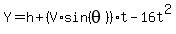 Y=h%2B%28V%2Asin%28theta%29%29%2At-16t%5E2