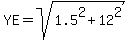 YE=sqrt%281.5%5E2%2B12%5E2%29