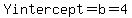 Yintercept=b=4