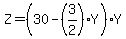 Z=%2830-%283%2F2%29Y%29Y