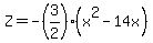 Z=-%283%2F2%29%28x%5E2-14x%29
