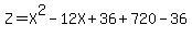 Z=X%5E2-12X%2B36%2B720-36