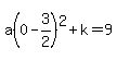a%280-3%2F2%29%5E2%2Bk=9