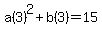 a%283%29%5E2%2Bb%283%29+=+15