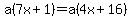 a%287x%2B1%29=a%284x%2B16%29