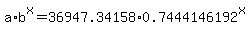 a%2Ab%5Ex+=+36947.34158%2A0.7444146192%5Ex