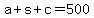 a%2Bs%2Bc+=+500