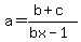 a=%28b%2Bc%29%2F%28bx-1%29