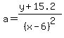 a=%28y%2B15.2%29%2F%28x-6%29%5E2