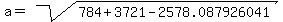 a=sqrt%28784%2B3721-2578.087926041%29