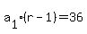 a%5B1%5D%28r-1%29=36