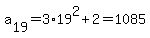 a%5B19%5D=3%2A19%5E2%2B2=1085