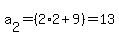 a%5B2%5D=%282%2A2%2B9%29=13