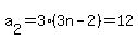 a%5B2%5D+=+3%283n-2%29+=+12