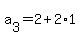 a%5B3%5D+=+2+%2B+2%2A1