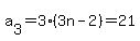 a%5B3%5D+=+3%283n-2%29=+21