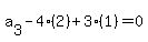 a%5B3%5D+-+4%282%29+%2B+3%281%29+=+0