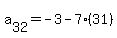 a%5B32%5D+=+-3+-7%2831%29