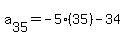a%5B35%5D+=+-5%2835%29-34