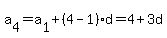 a%5B4%5D=a%5B1%5D%2B%284-1%29d=4%2B3d