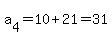 a%5B4%5D+=+10+%2B+21+=+31