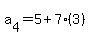 a%5B4%5D+=+5+%2B+7%283%29