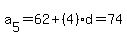 a%5B5%5D=62%2B%284%29%2Ad+=+74