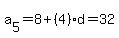a%5B5%5D=8%2B%284%29%2Ad+=+32