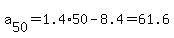 a%5B50%5D+=+1.4%2A50+-+8.4+=+61.6