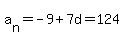 a%5Bn%5D=-9%2B7d=124
