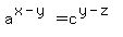 a%5E%28x-y%29+=+c%5E%28y-z%29