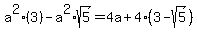 a%5E2%283%29-a%5E2%2Asqrt%285%29=4a%2B4%283-sqrt%285%29%29