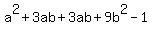 a%5E2%2B3ab%2B3ab%2B9b%5E2-1