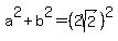 a%5E2%2Bb%5E2=%282sqrt%282%29%29%5E2